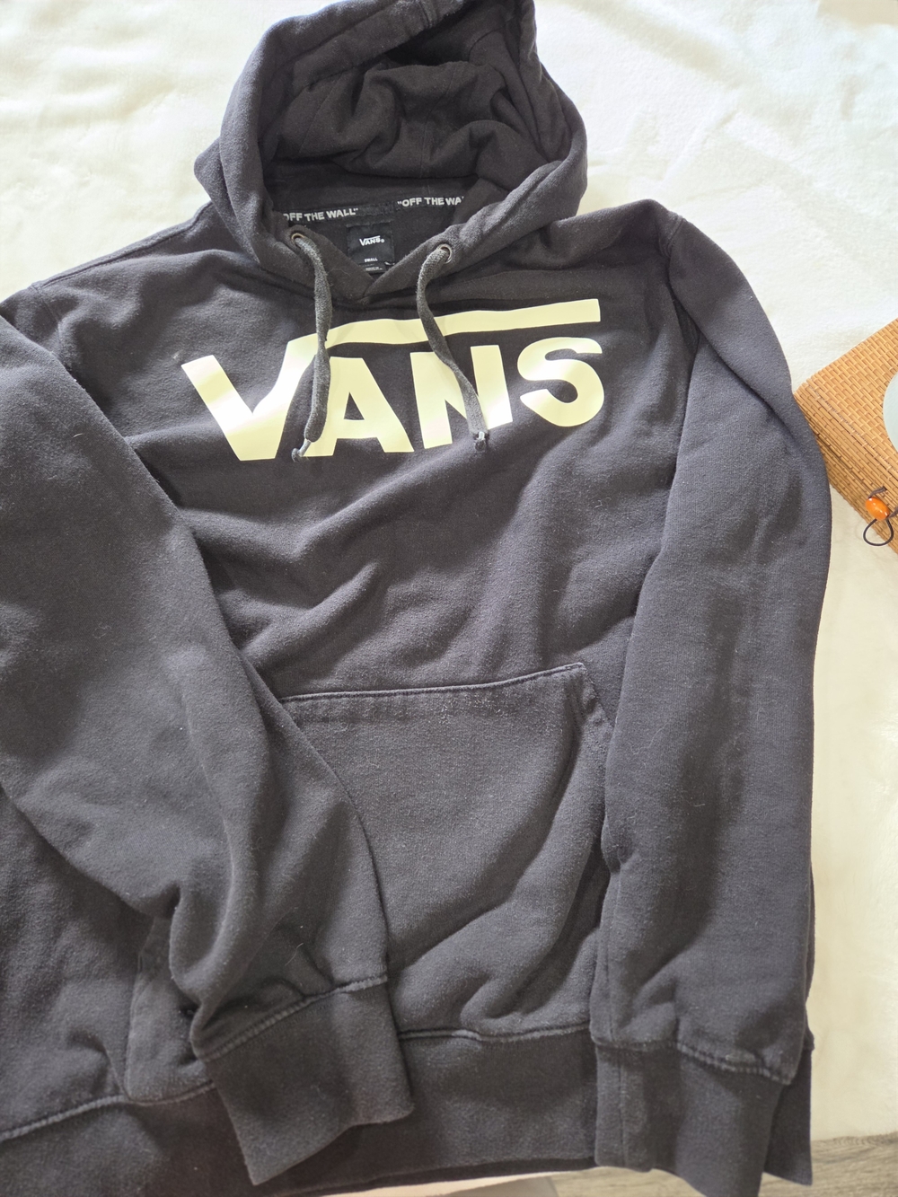 Vans Black Hoodie with Cream Logo